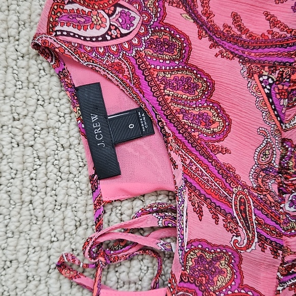 J. CREW Pink Silk Paisley Long Sleeve Blouse - Picture 2 of 8